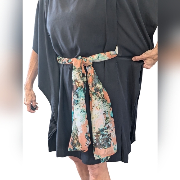 Suzi Chin for Maggy Boutique Black SILK Dolman Sleeve Layered Sheer Mini Dress 4 - Picture 14 of 14